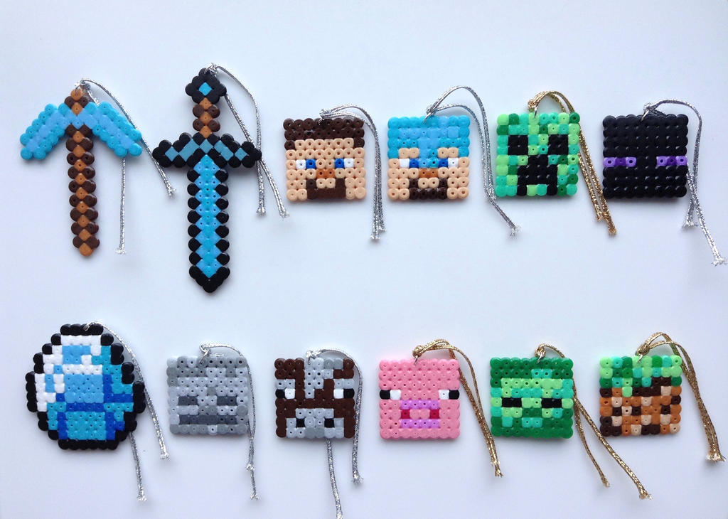Minecraft Hama Bead Ornaments by Dogtorwho on DeviantArt