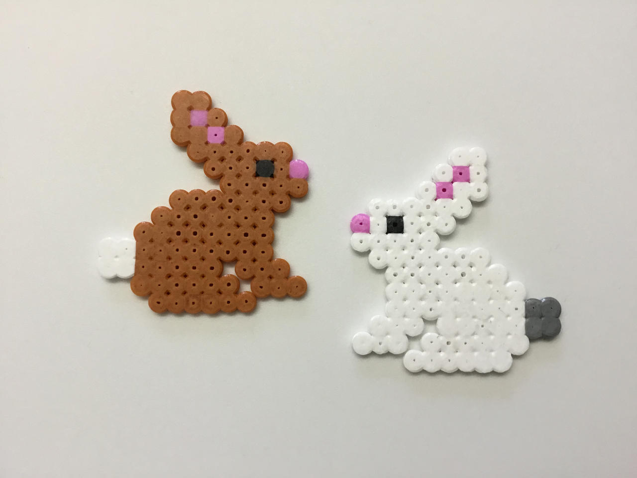 Brown and White Rabbits- Hama Bead Design by Dogtorwho on DeviantArt