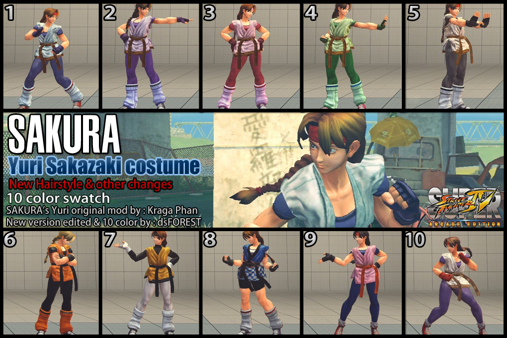 SSF4AE Sakura - Yuri Sakazaki costume 10 color