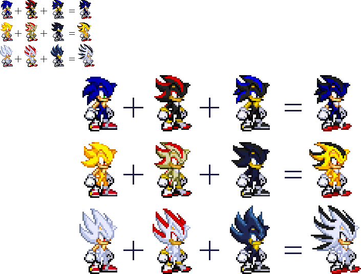 all sonic and shadow and silver Fusion Sprite by Bryan95549 on DeviantArt