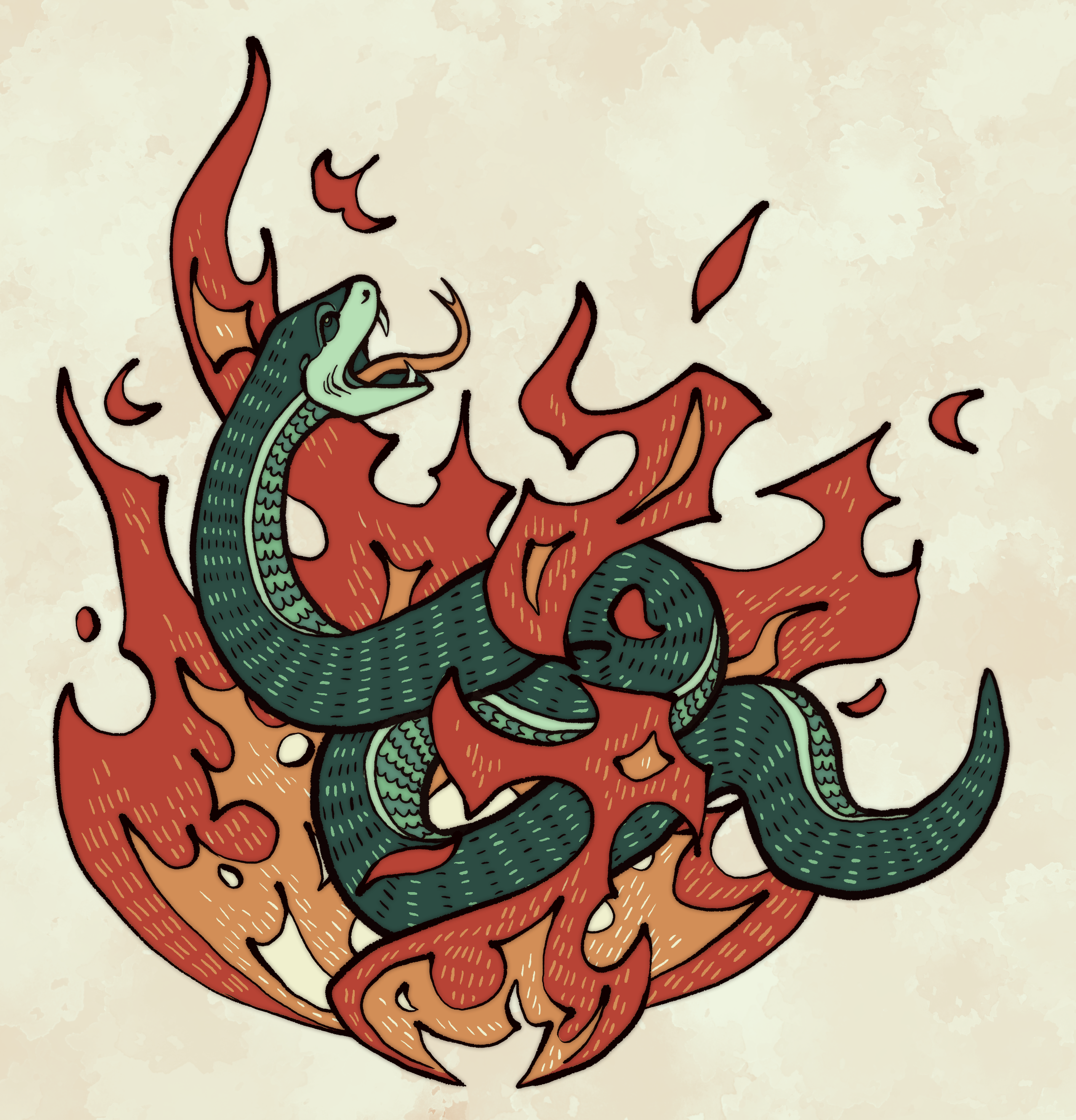 Snake Fire Tattoo by MarkieMooArt on DeviantArt Snake Fire Tattoo by MarkieMooArt on DeviantArt