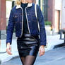 Young Blond Leather Skirt Jeans Jacket