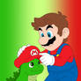 Mario gives little godzilla his hat