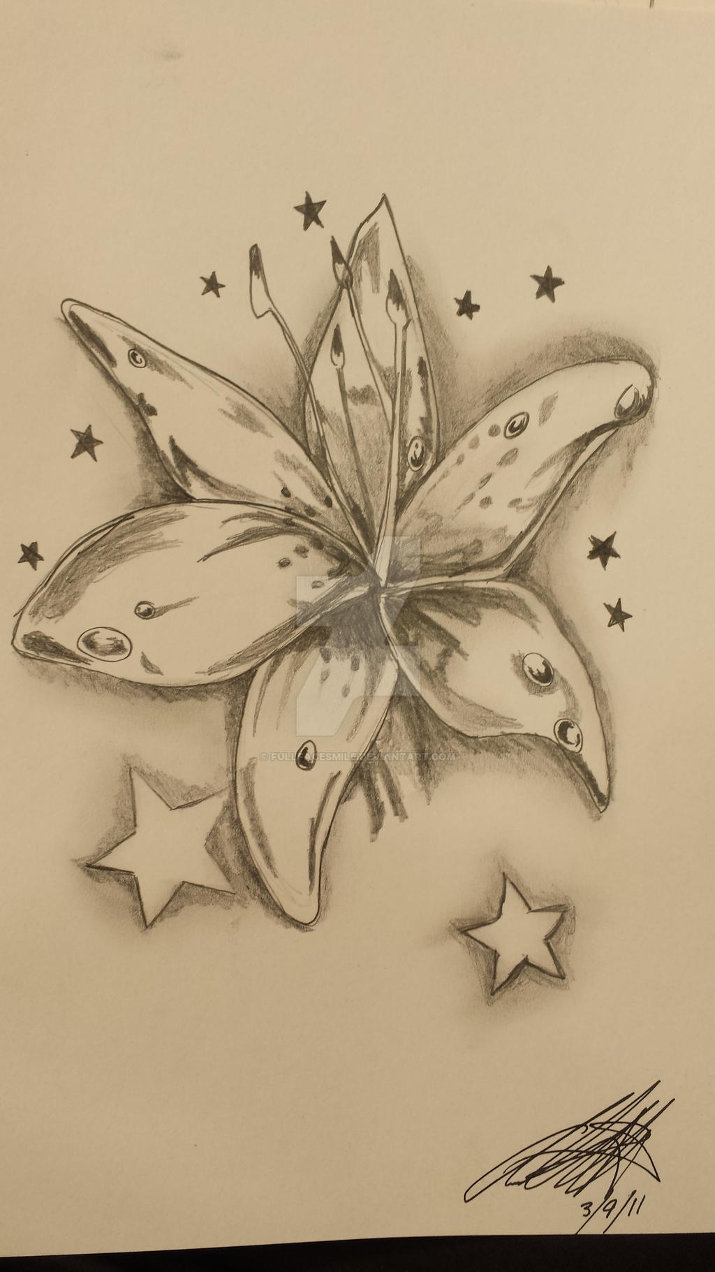 Flower and Stars tattoo design by FullFaceSmile on DeviantArt