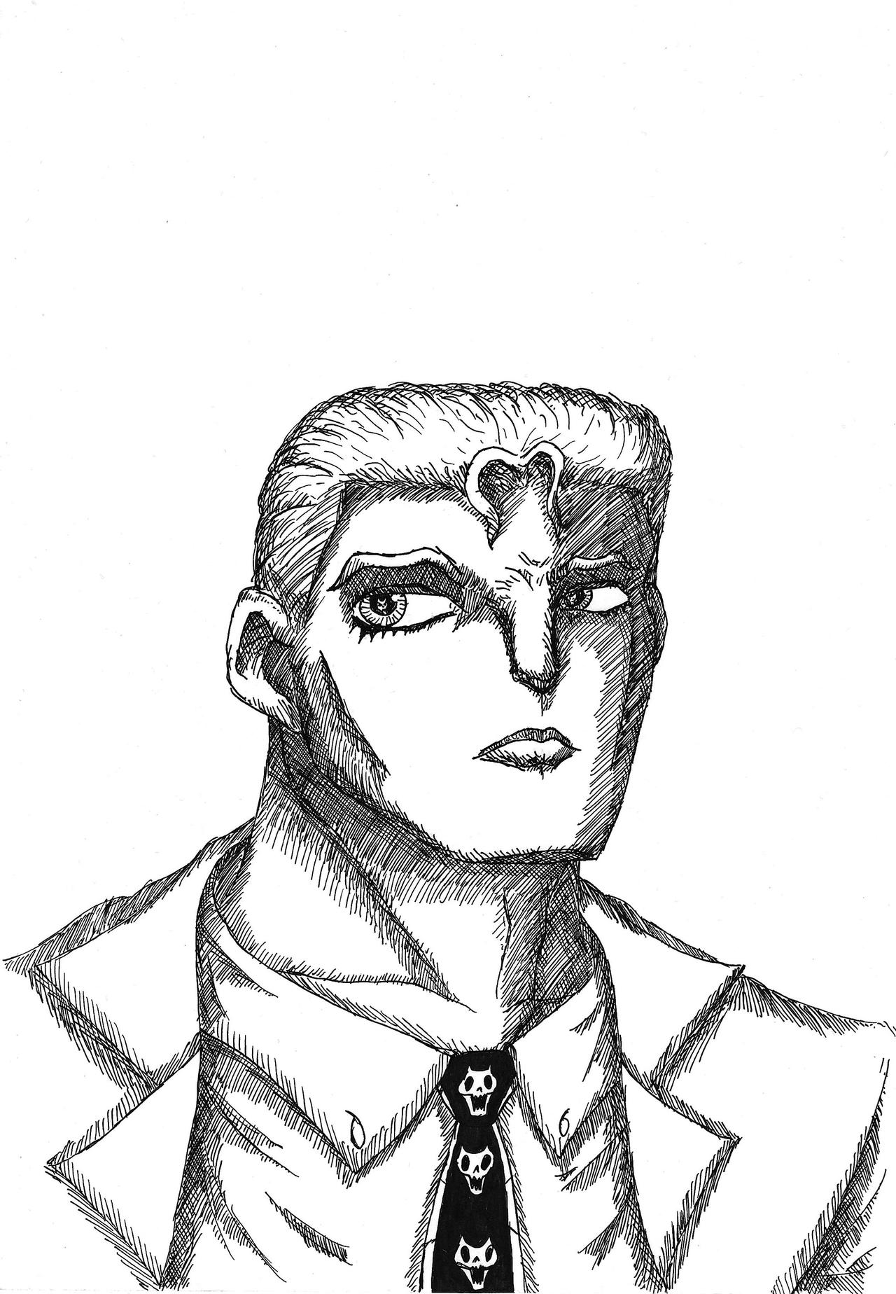 #02 Yoshikage Kira (JoJo Part 4) Black and White