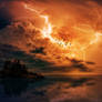 Landscape shot of lightning