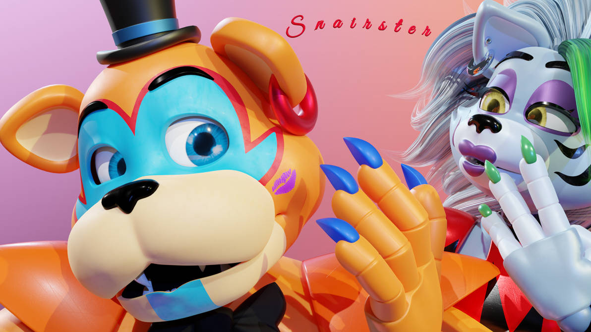 Roxy kisses Freddy on the cheek (request) by Snairster on DeviantArt