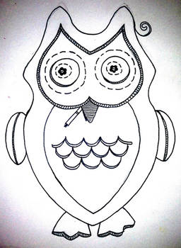 Owl Plush With Cigarette (Uncolored)