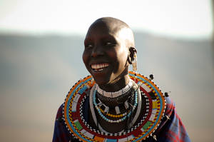 Masai woman enjoying singing