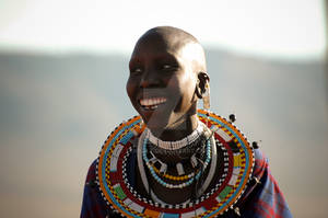 Masai woman enjoying singing