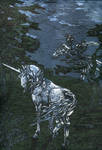 unicorn woodcut by Luusan