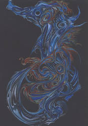 blue on black seahorse