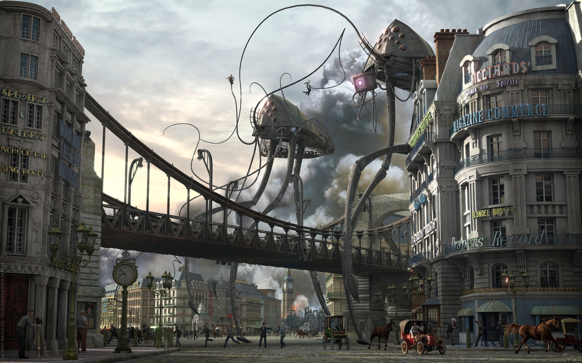 War of The Worlds - HG Wells - Men Hunting by by TroC--czarnyrobert