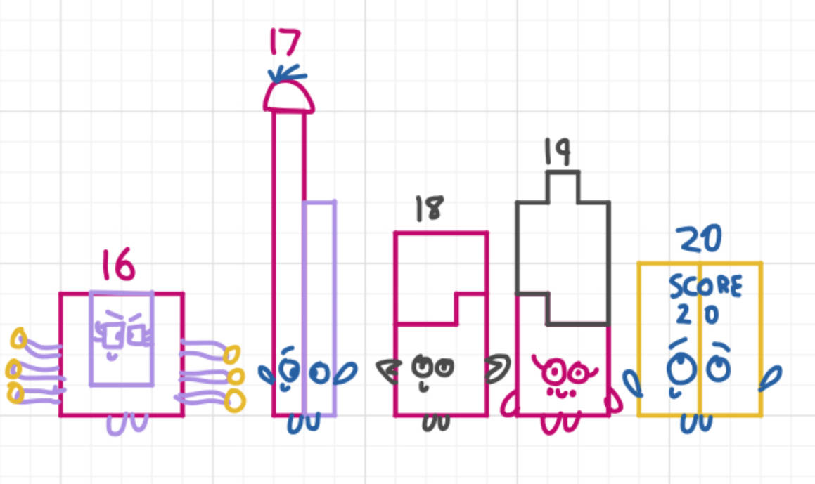 Number Blocks Math 160 My Version of Numberblocks 16-20 by TheMoonStarlight on DeviantArt
