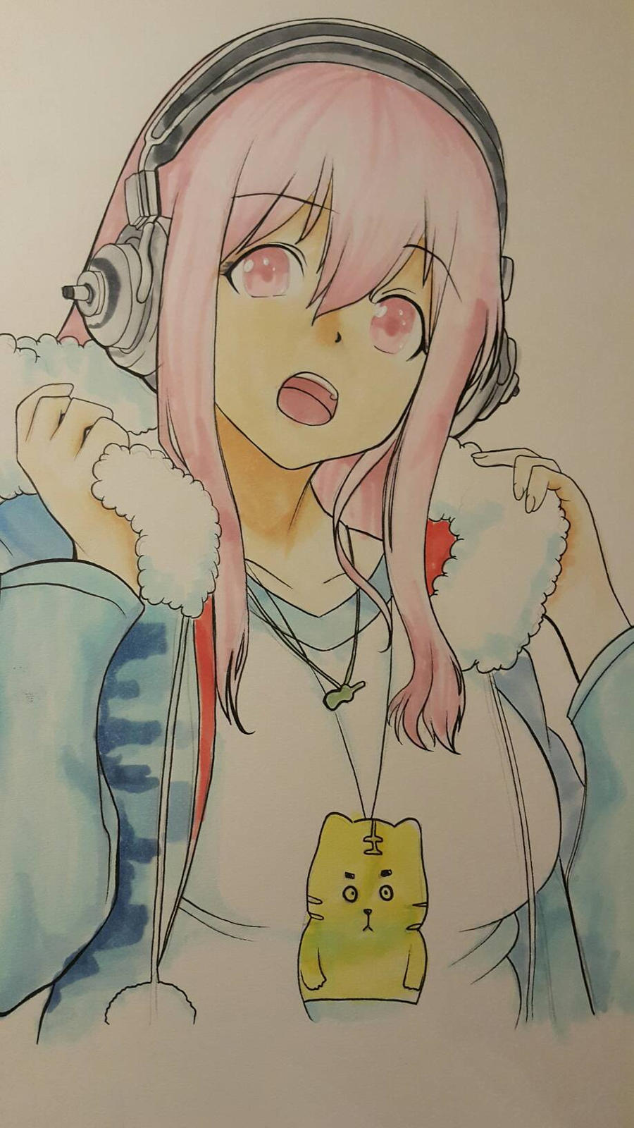 Anime girl singing by animepicturesbecause on DeviantArt