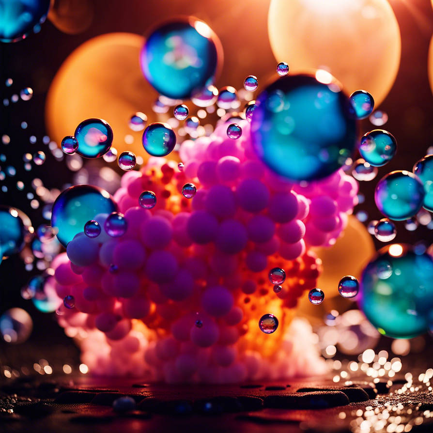Exploding Of Colorful Bubbles