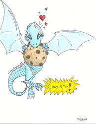 Chibi Blue Eyes With A Cookie by aquabluejay