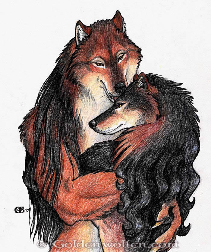 Обнимая волка. Влюбленные оборотни. Лиса оборотень. Обнимает волка. Волки обнимаются.