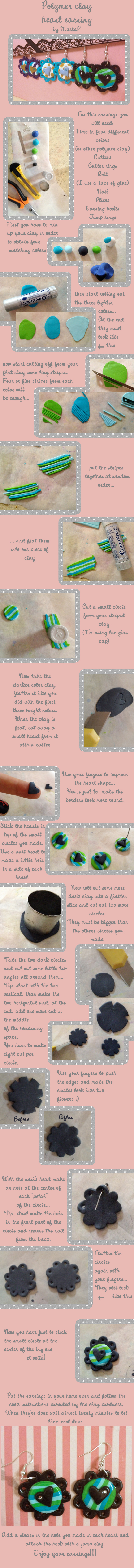 Polymer clay heart special earrings tutorial