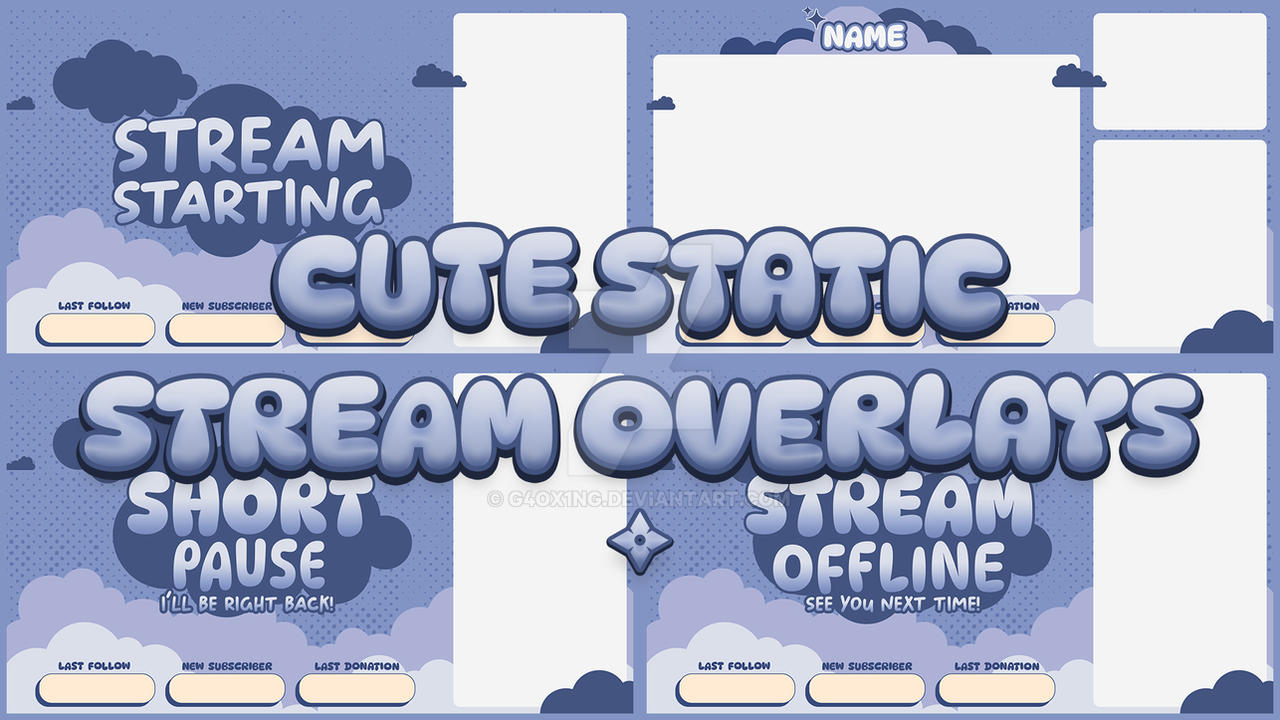 Cute static stream overlays package by G4OX1NG on DeviantArt