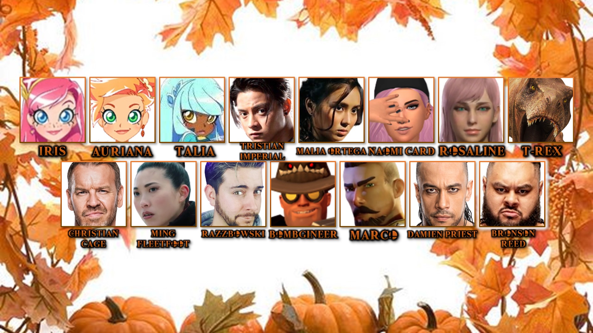 November Characters November Releases Characters by Nathan2555 on DeviantArt