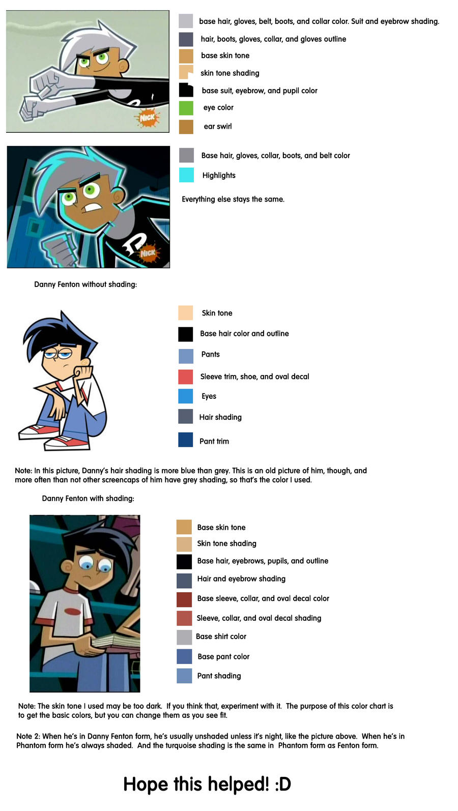 Danny Phantom-Fenton Color Chart by Sugar-Loop on DeviantArt