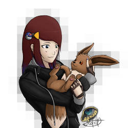 Trainer Holding her Eevee