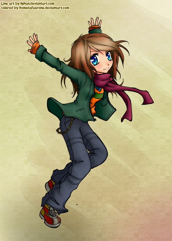 jumping girl colored