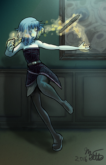 Oriol manipulating her staff by Mekari
