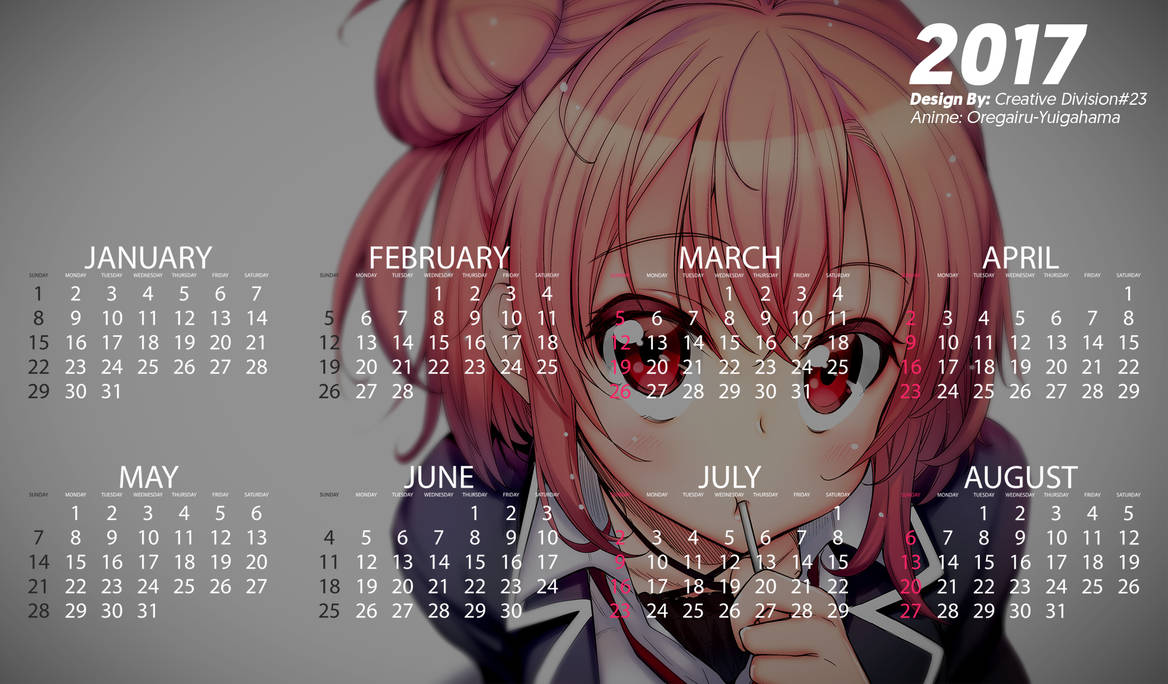 Oregairu-Yui-Calendar by Anhikaru23 on DeviantArt