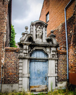 Blue Gothic Door with Statue