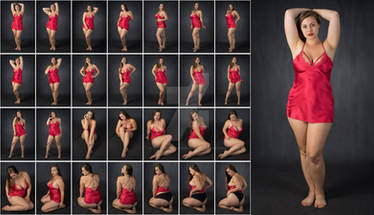 Stock: Lillias Red Gown Poses - 28 Images