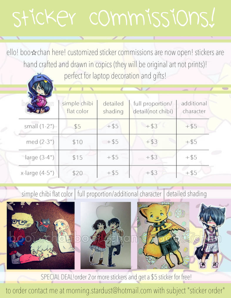 Sticker Commissions Sticker Commissions! by boochandraws on DeviantArt