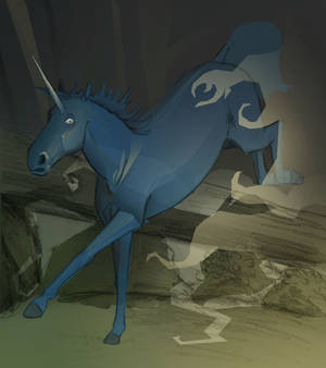 Blue Jumping Unicorn