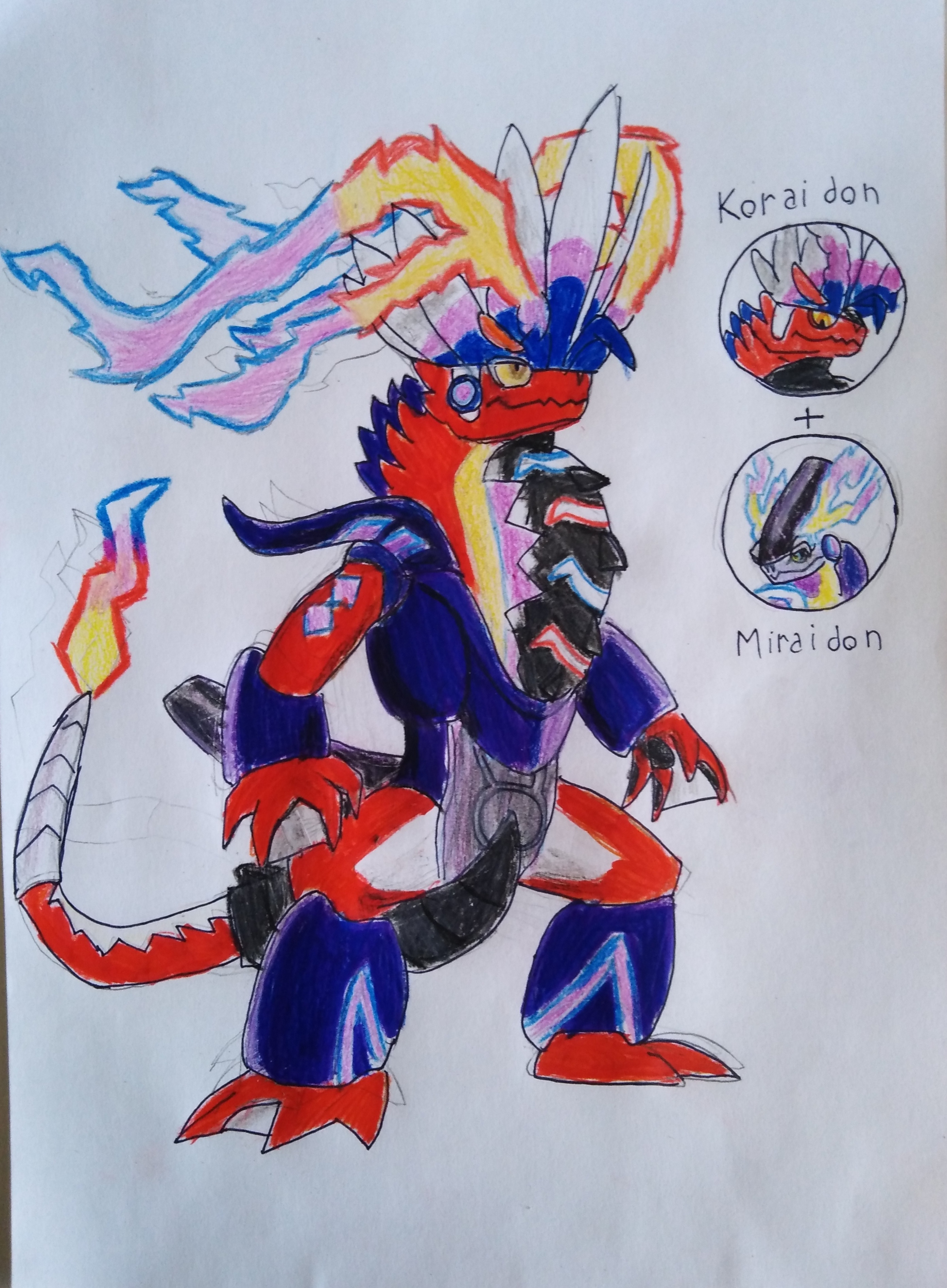koraidon and miraidon (pokemon) drawn by komepan