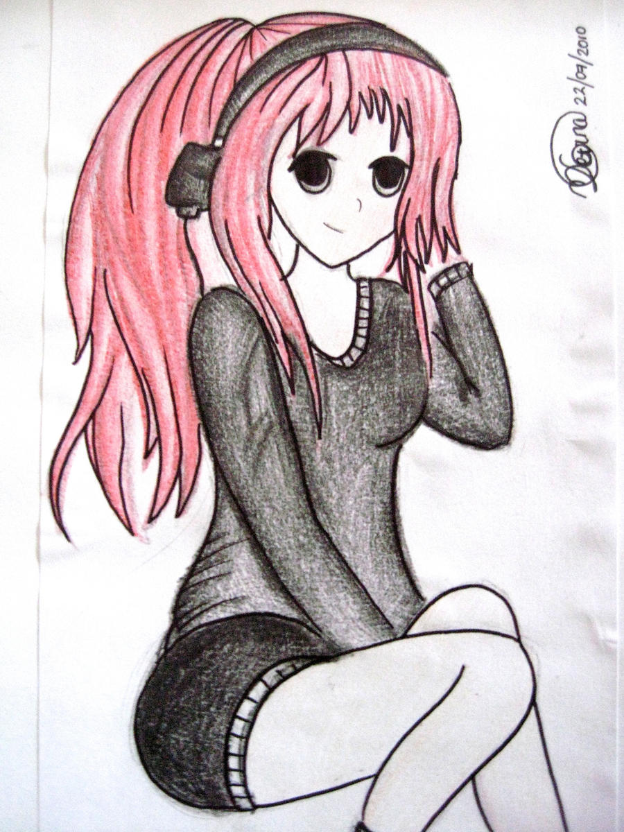 Anime girl listening to music by DevinaGohil on DeviantArt Anime girl listening to music by DevinaGohil on DeviantArt