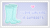 Stamp: I love walking in gumboots