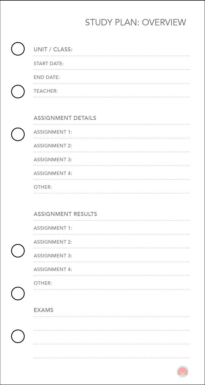 Free Planner Printable Study Plan Overview By Apparate On DeviantArt