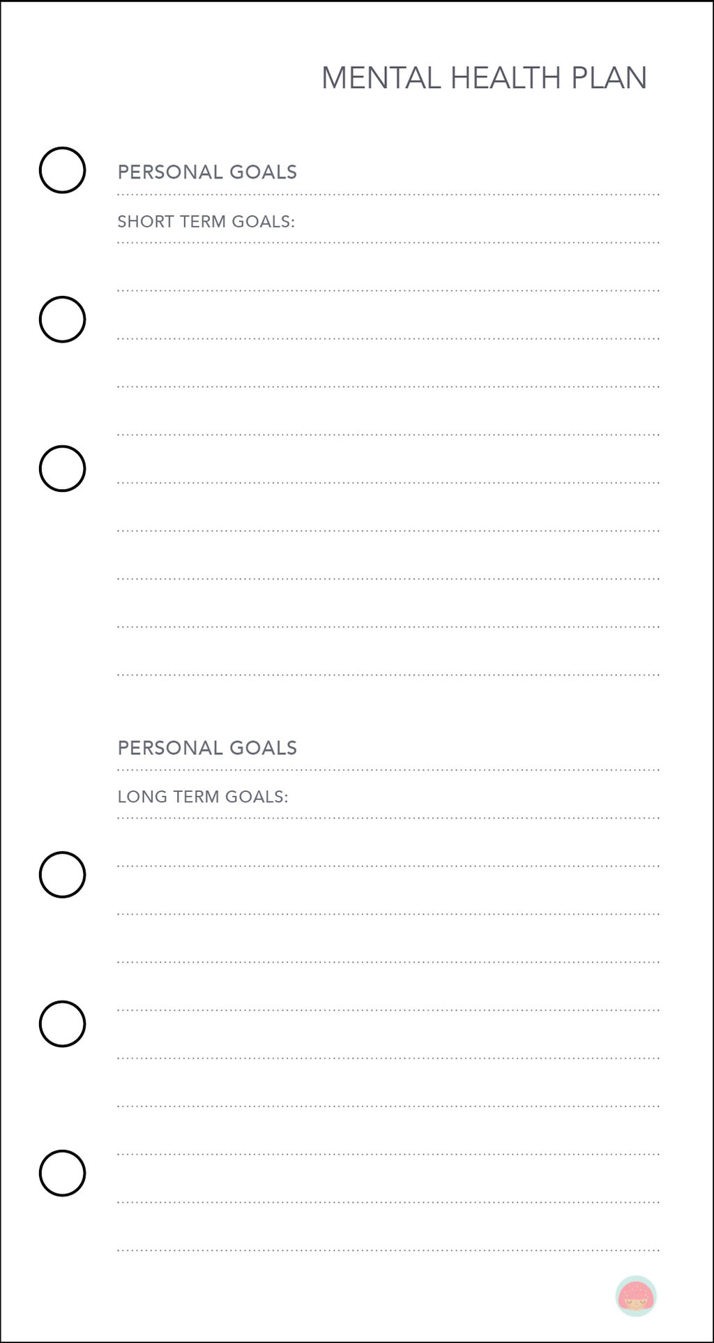 Free Planner Printable: Mental Health Plan (3)