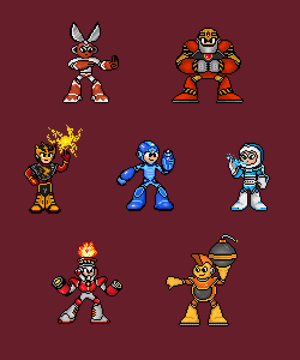 Mega Man 1 Robot Masters Redesign by Jaytamkay on DeviantArt