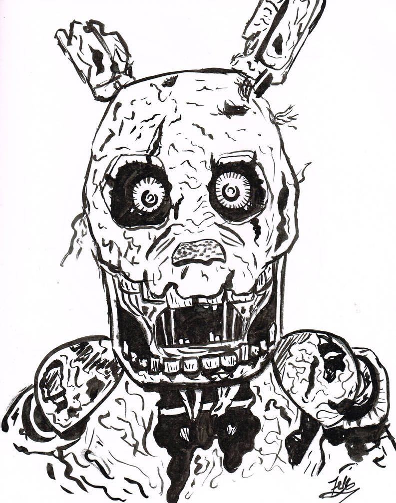 Spring Trap Ink Springtrap - Original Ink Drawing by Xiaki on DeviantArt