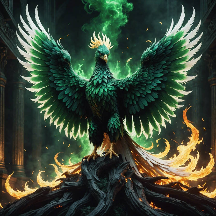 Phoenix green flame by marxony on DeviantArt