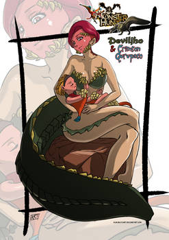 Deviljho and Crimson Qurupeco Monster girl