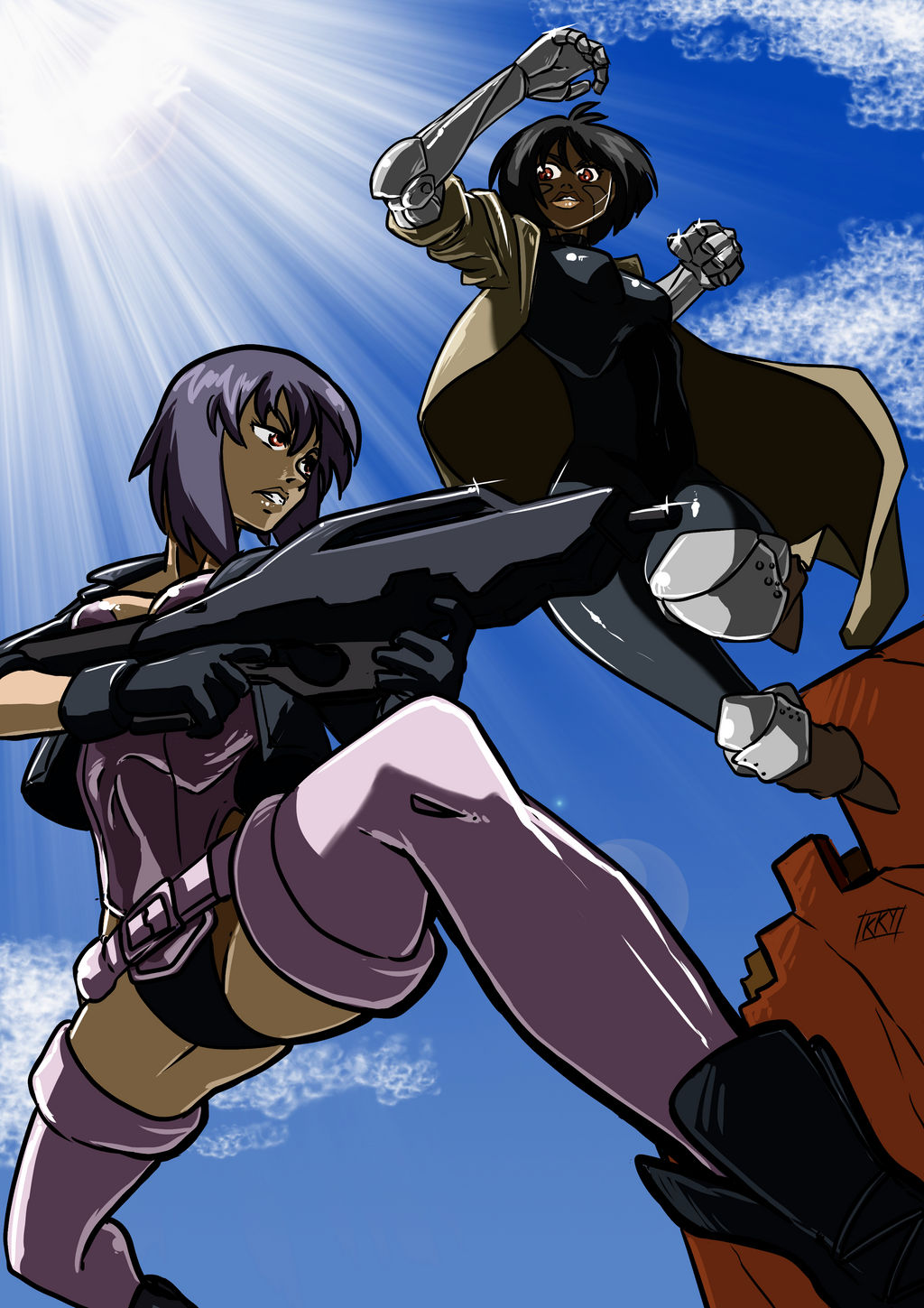 Motoko kusanagi vs Alita by KukuruyoArt