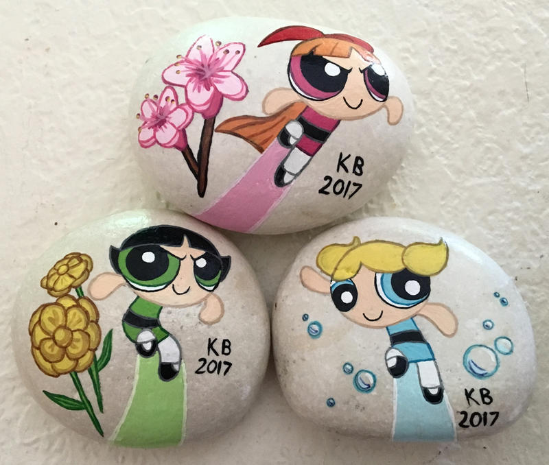 Painted Rocks - Powerpuff Girls