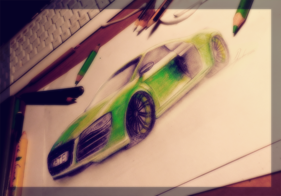 Green Audi R8 drawing