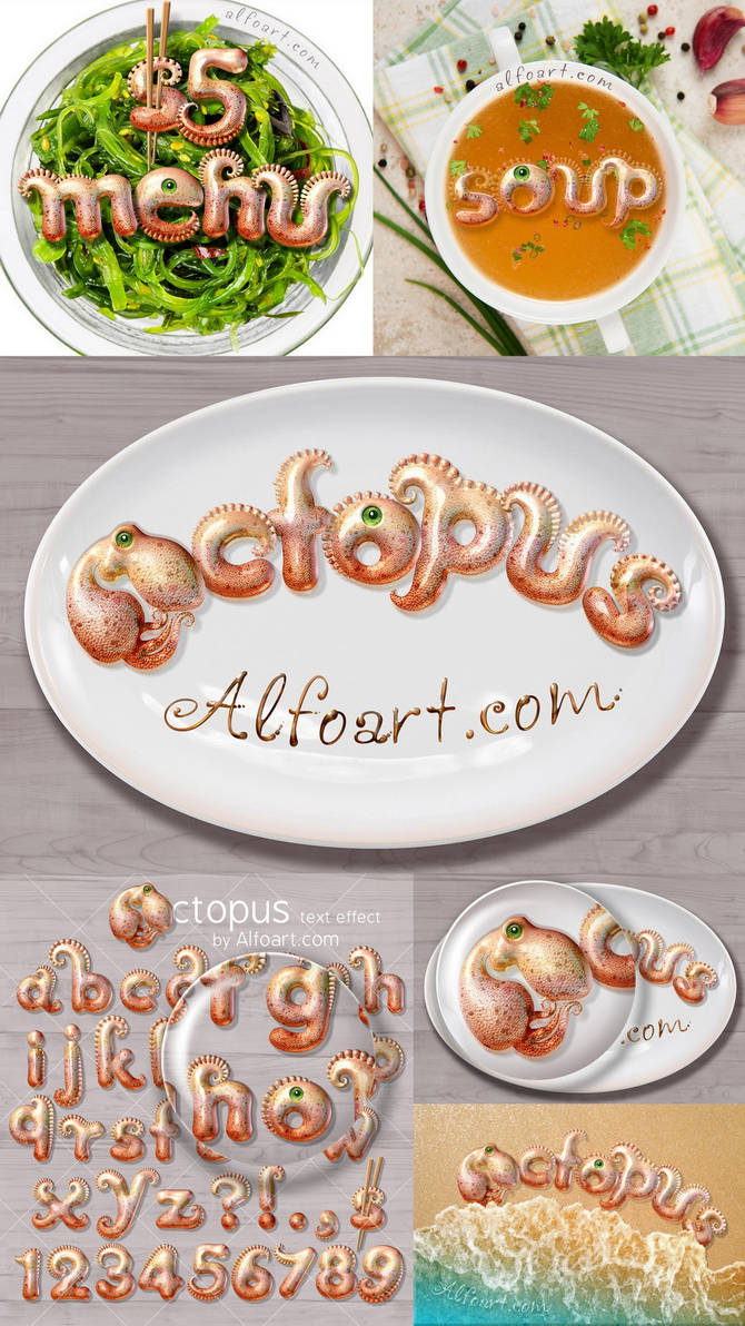 Octopus text effect. Tentacle style letters. by AlexandraF on DeviantArt
