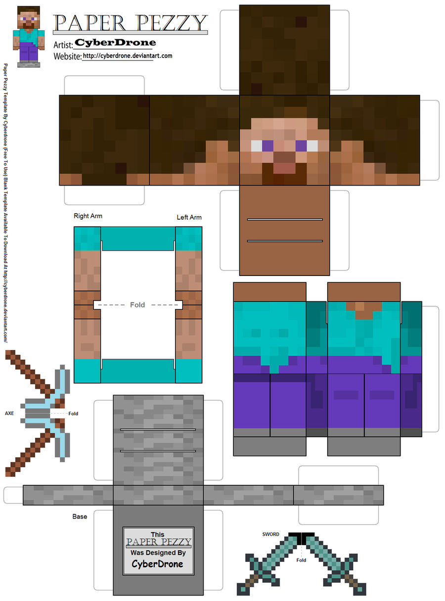Paper Pezzy- Steve 'Minecraft'