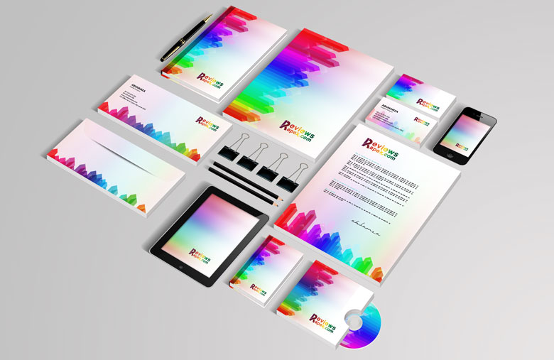 White Corporate Identity Template With Color Strip