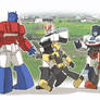 A herd of Autobots walking